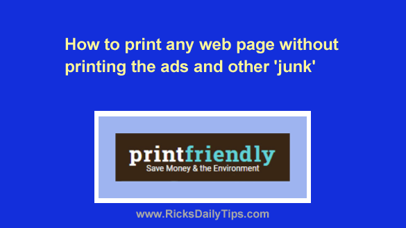 How To Print A Web Page Without The Ads And Other junk 